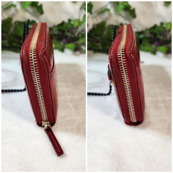 GUCCI GG PATENT LEATHER Microguccissima  LONG WALLET Authentic IN RED - Picture 15 of 17